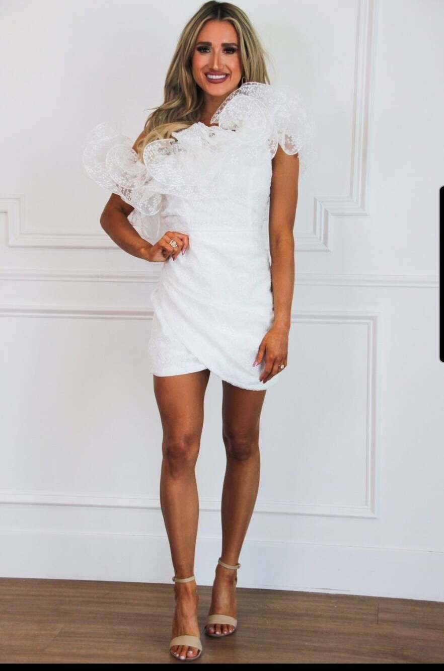 Lulus White Embroidered Ruffled Mini Dress